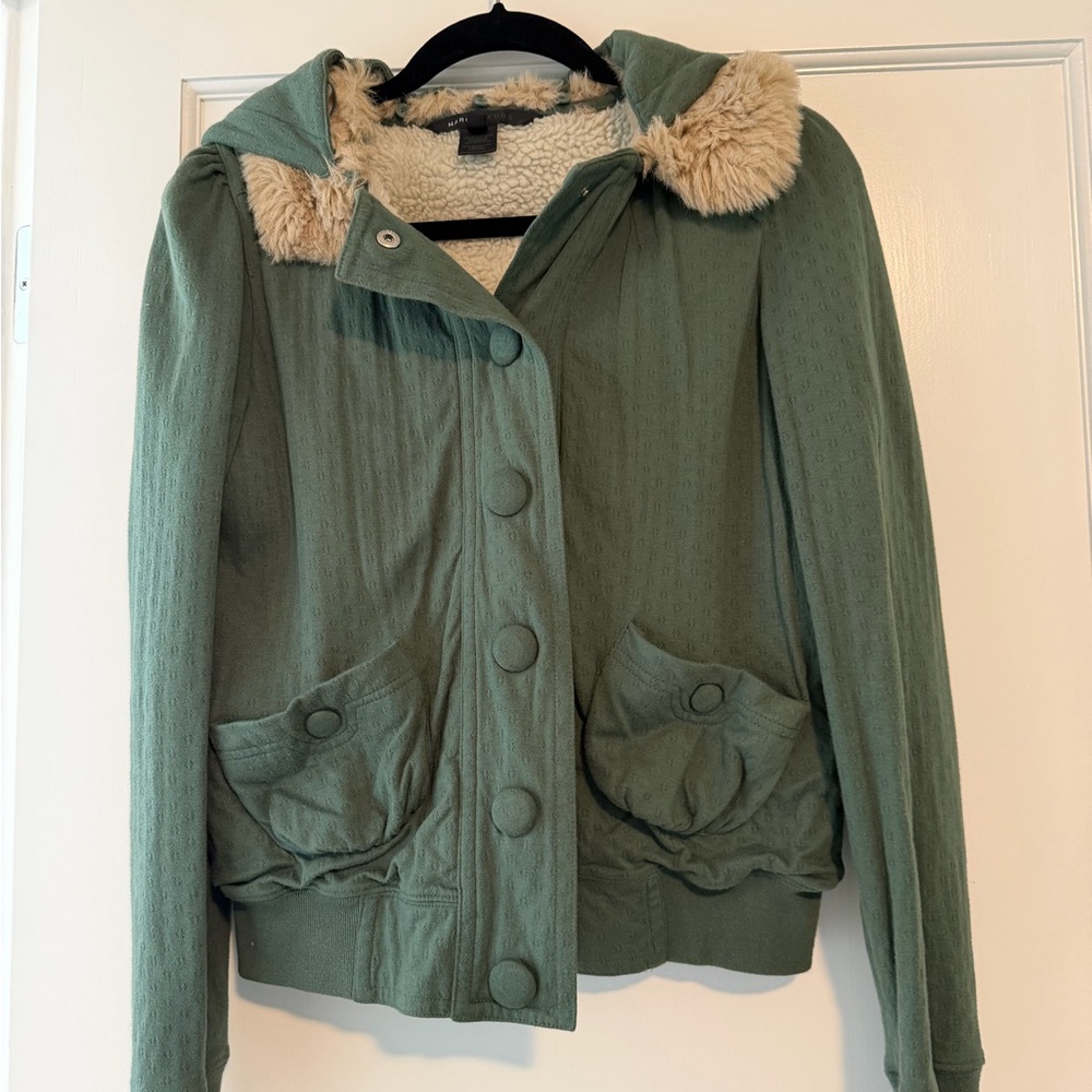Marc Jacobs - Green Women's Jacket with Faux Fur Trim